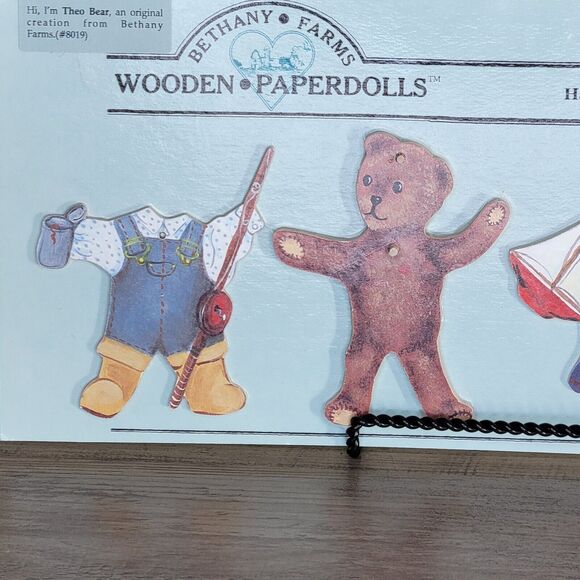 Bethany Farms Wooden Paper Doll Theo Bear New on card - Picture 2 of 10